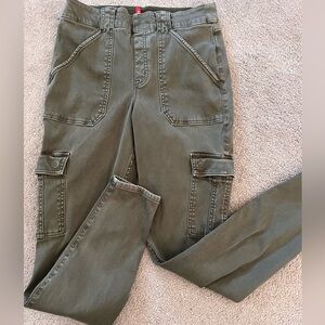 SPANX Pants L Stretch Twill Cargo Sage Olive Green High Rise Utility Cargo Jegg